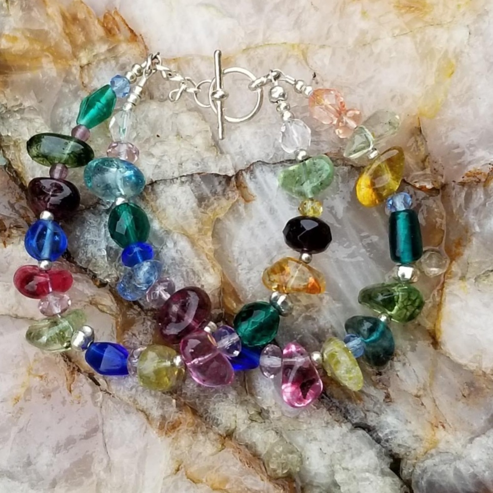 Double Strand Multi-Color Bracelet Toggle Closure… - image 5